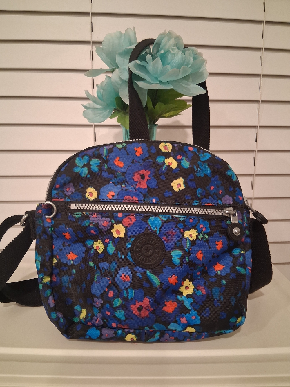 Kipling Callie Navy Floral Multicolor Crossbody Bag